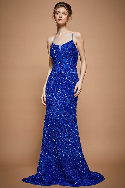 Stretch Sequin Sleeveless Boned Top...